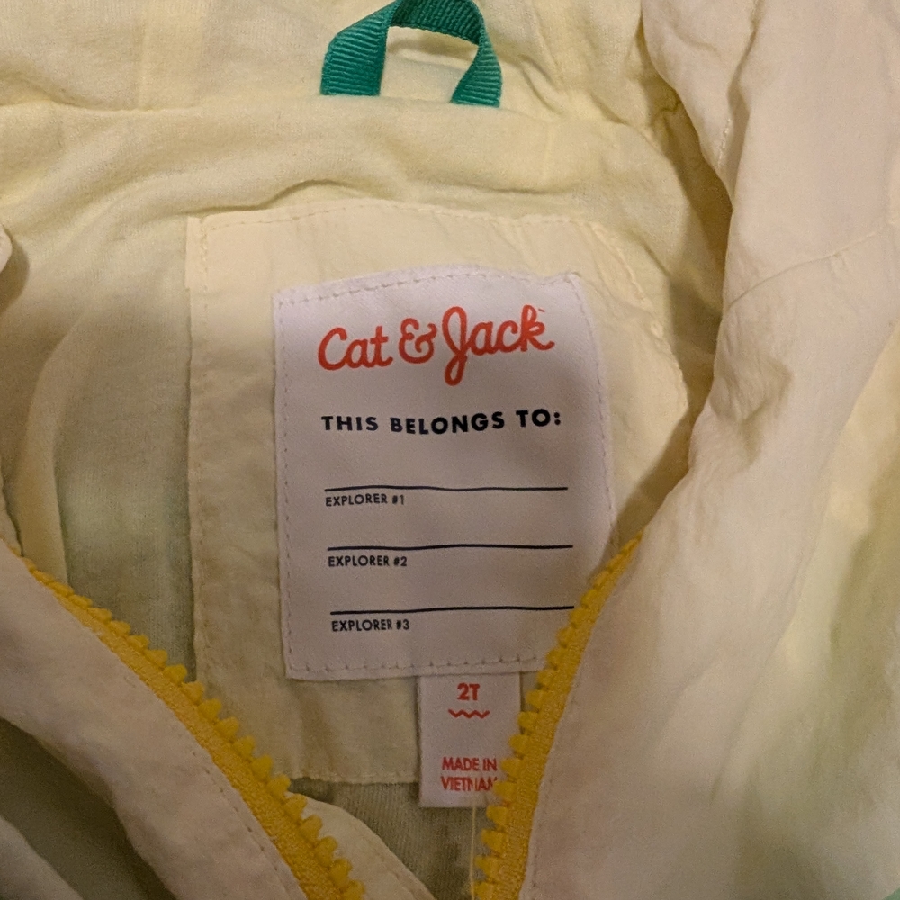 3 For $24 Cat & Jack Green and Yellow Raincoat - Picture 2 of 3
